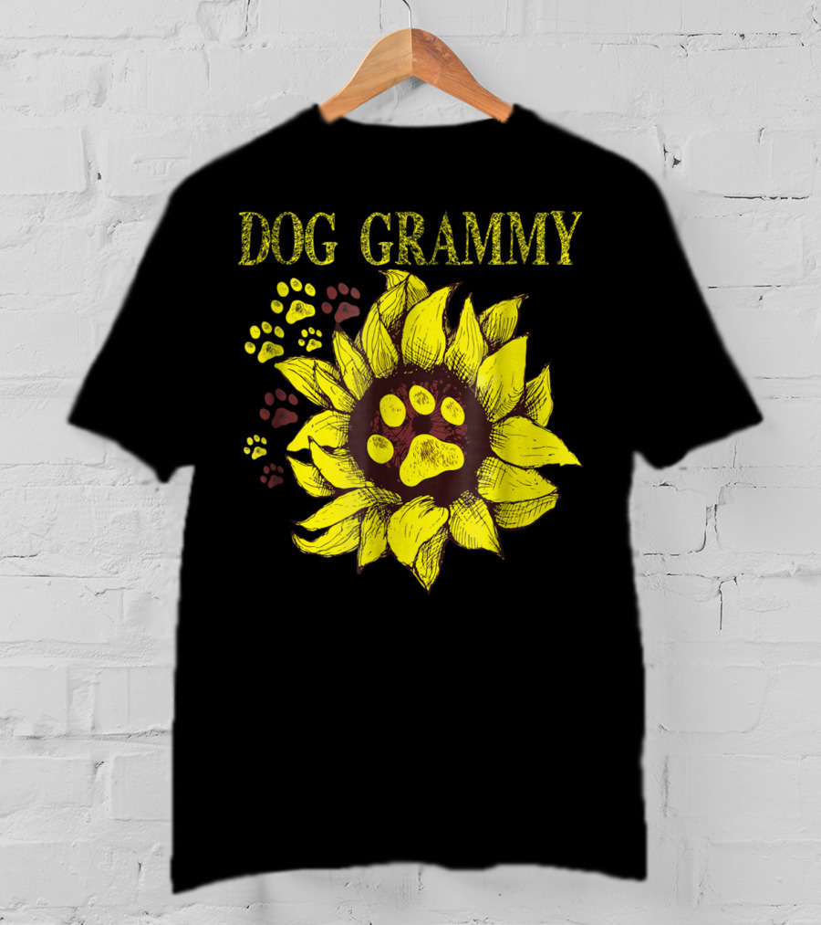Dog Grammy Sunflower Paw Prints T-Shirt