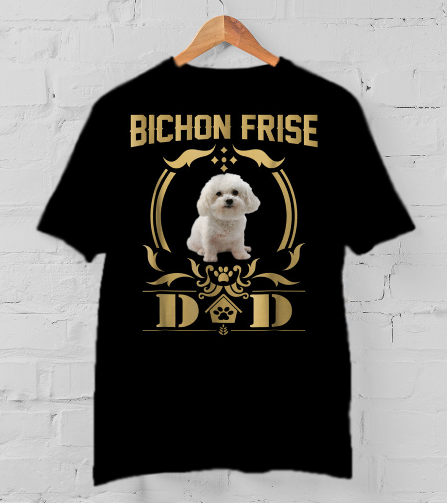 Bichon Frise Dad Paw Print Emblem T-Shirt