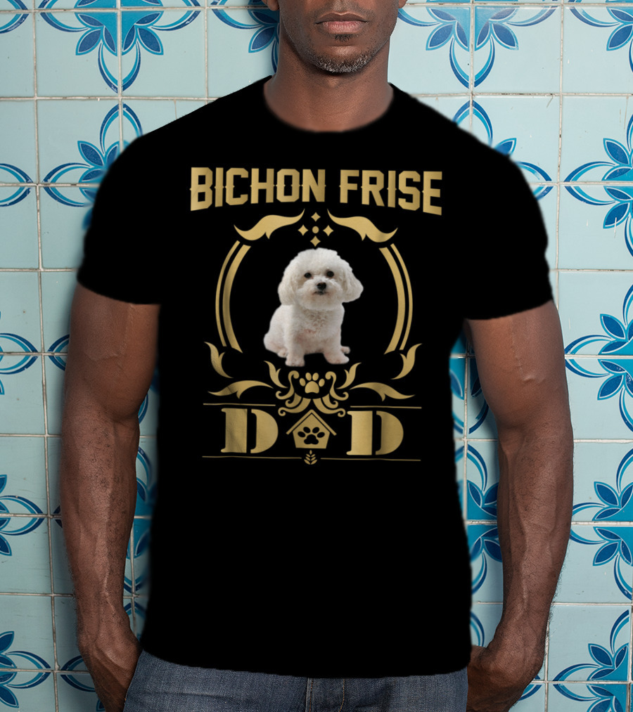 Bichon Frise Dad Paw Print Emblem T-Shirt