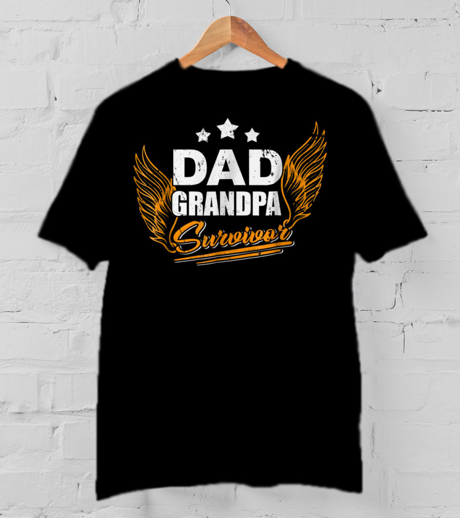 Dad Grandpa Survivor Wings Stars T-Shirt