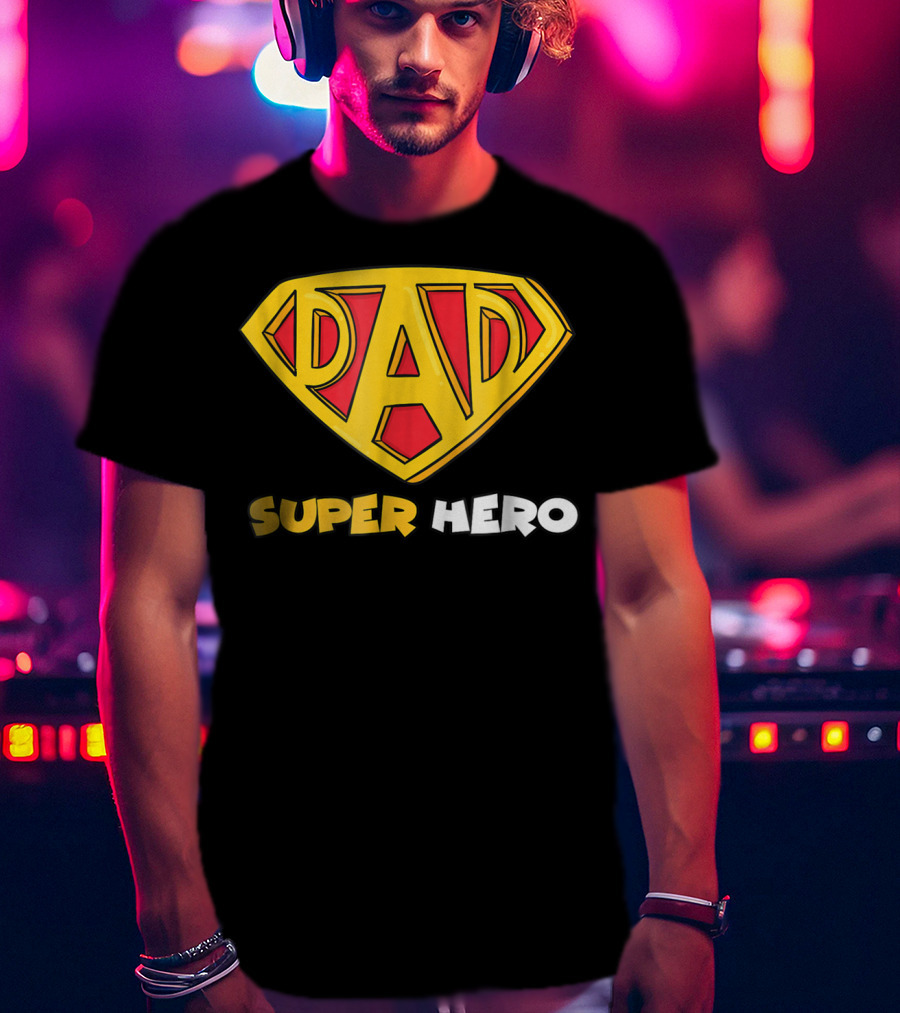DAD Superhero Iconic Symbol Bold Text Superman T-Shirt