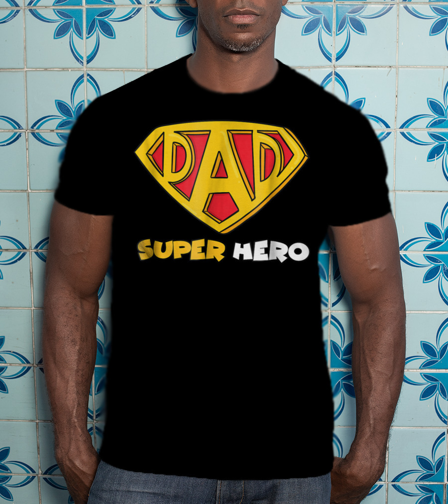 DAD Superhero Iconic Symbol Bold Text Superman T-Shirt