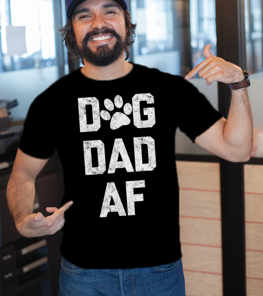 DOG DAD AF Paw Prints T-Shirt