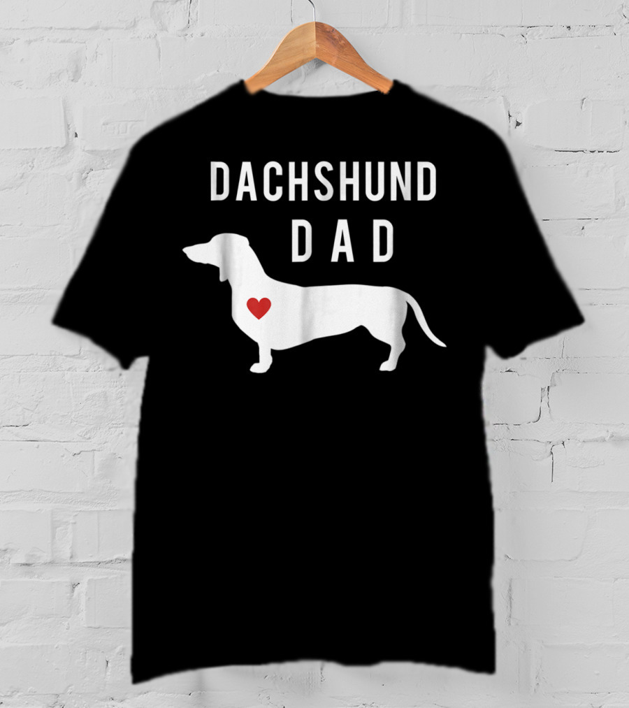 Dachshund Dad Doxie Lover With Dachshund And Heart T-Shirt