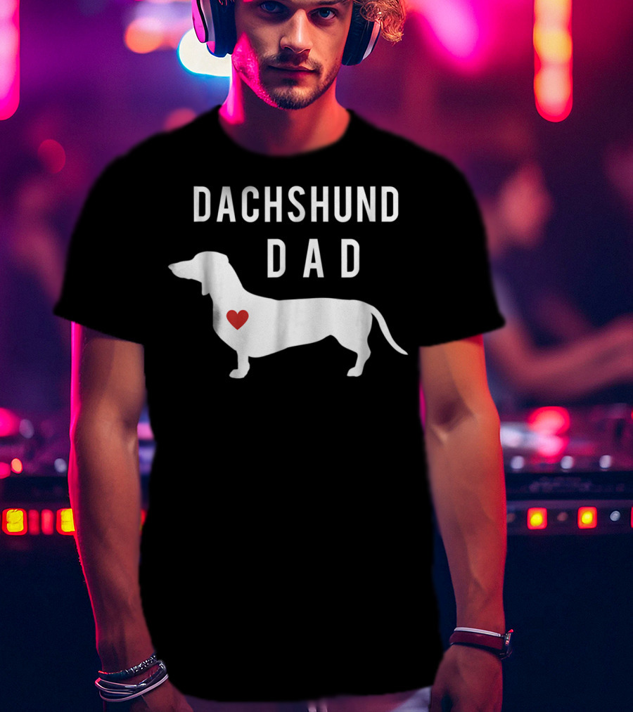 Dachshund Dad Doxie Lover With Dachshund And Heart T-Shirt