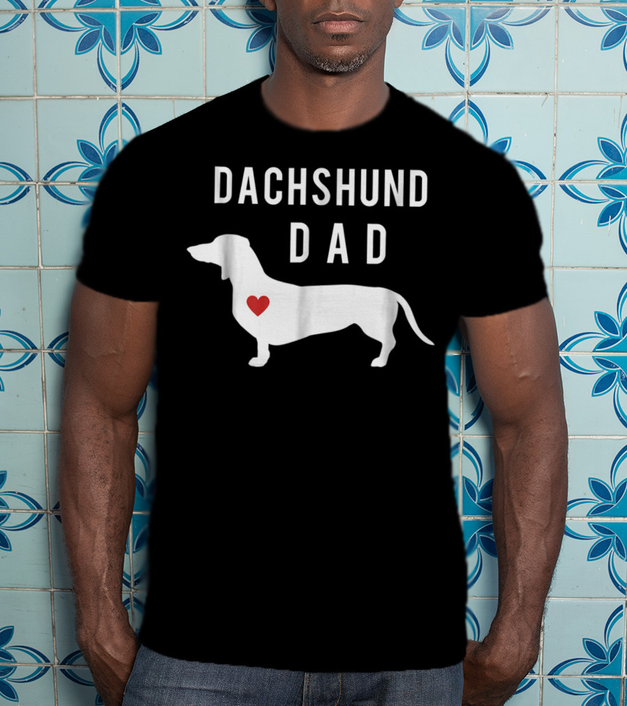 Dachshund Dad Doxie Lover With Dachshund And Heart T-Shirt