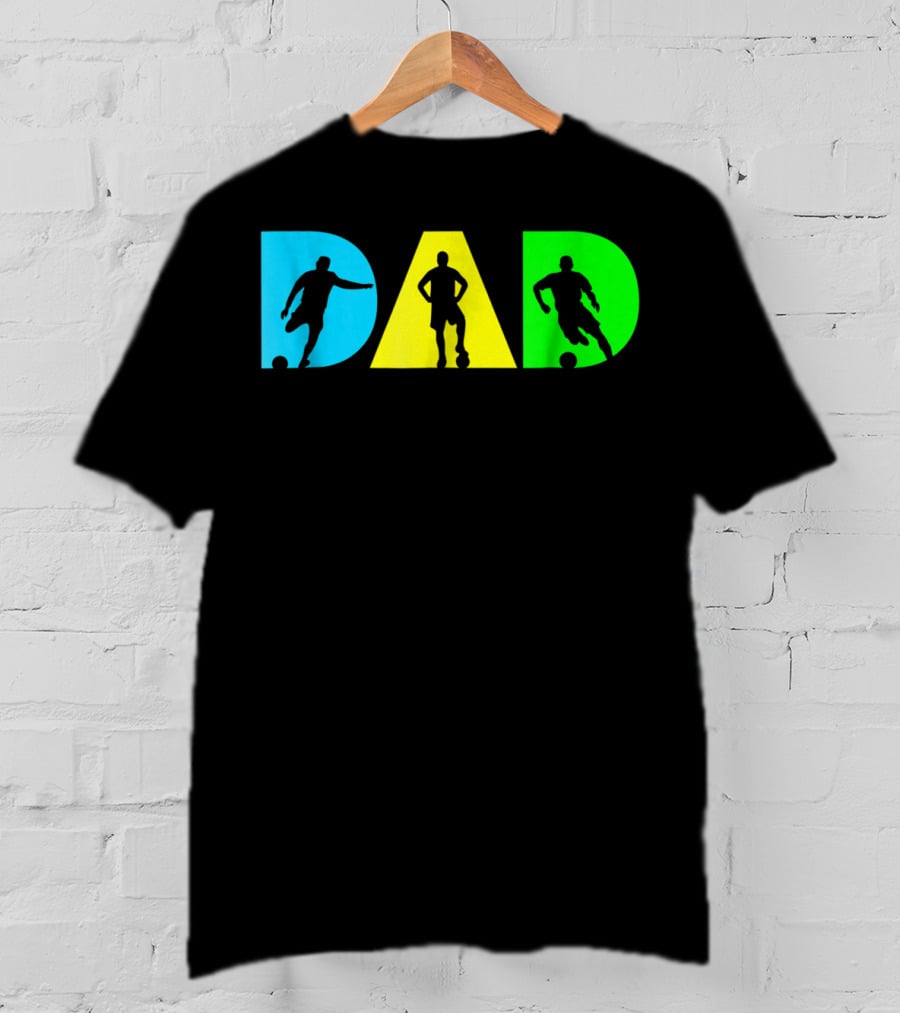 Dad Silhouettes Soccer Graphic For New Father Funny Dad Soccer T-Shirt