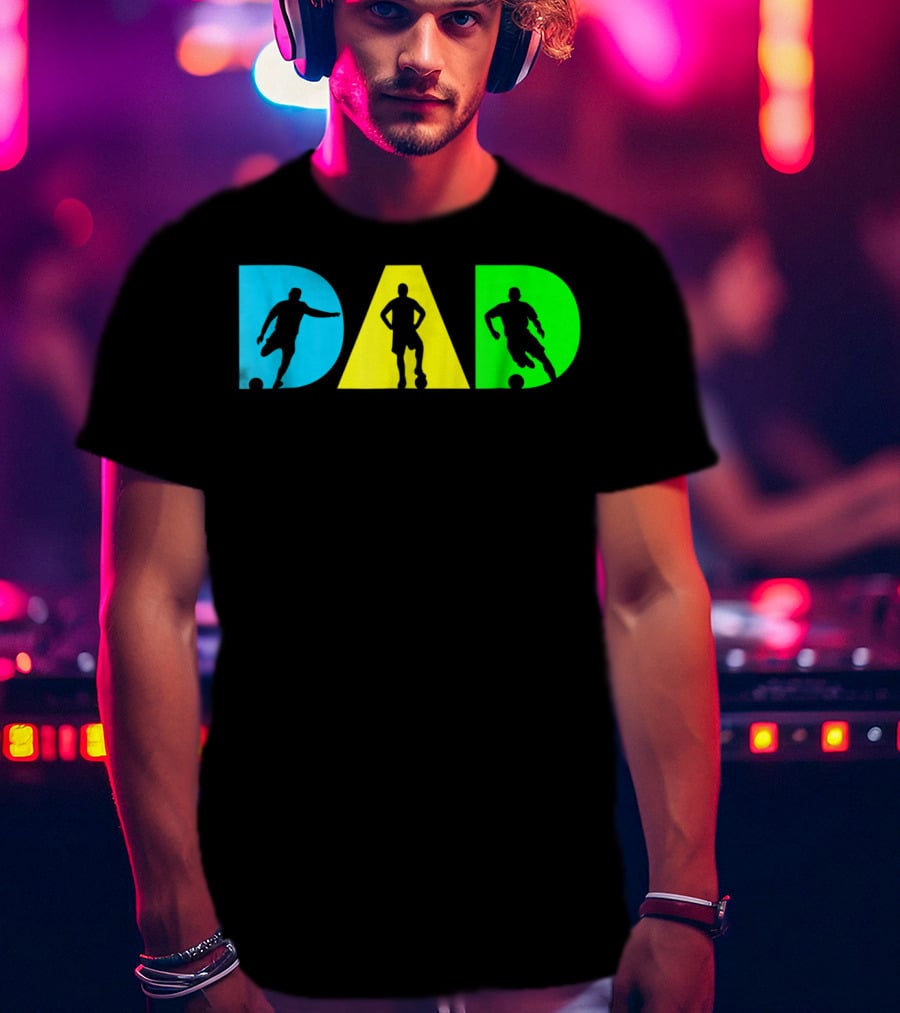 Dad Silhouettes Soccer Graphic For New Father Funny Dad Soccer T-Shirt