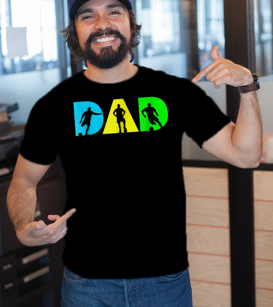 Dad Silhouettes Soccer Graphic For New Father Funny Dad Soccer T-Shirt