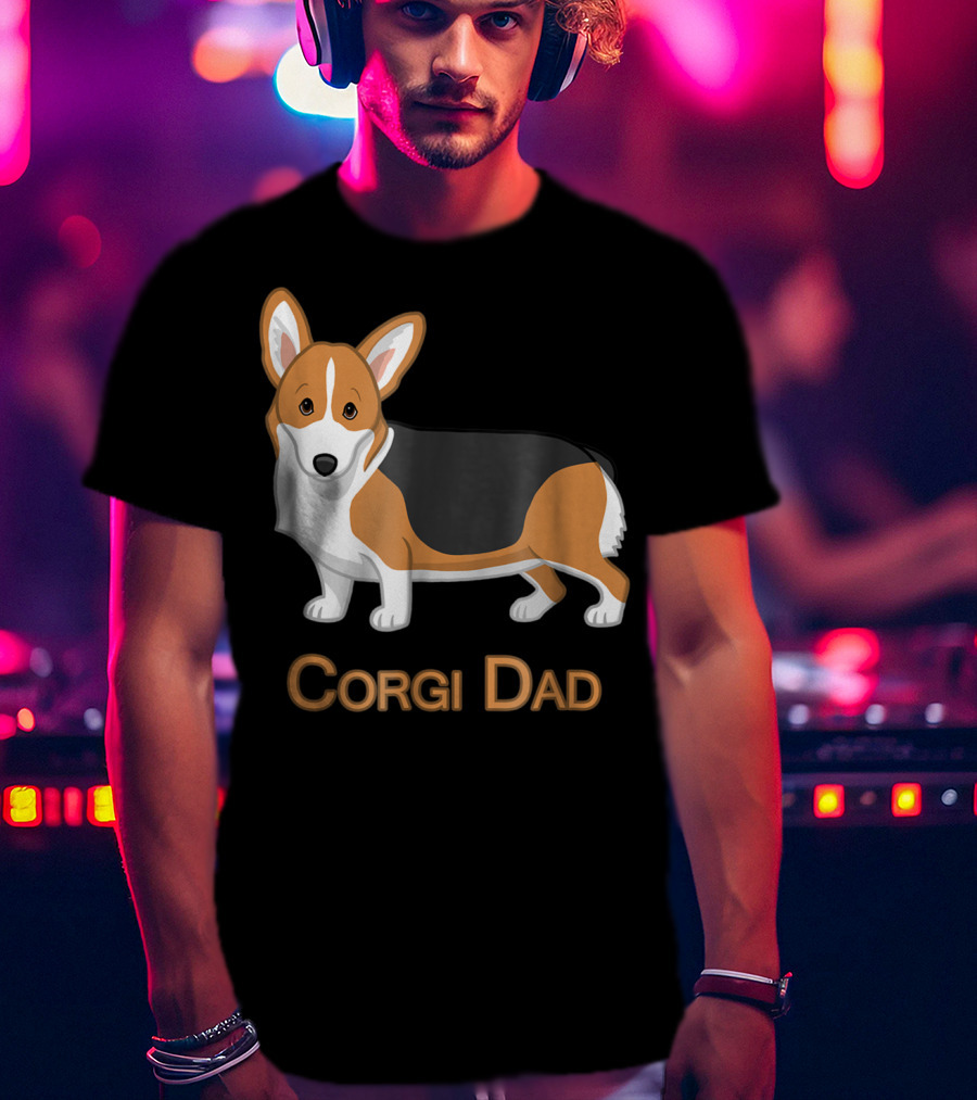 Corgi Dad Cute Red Tricolor Welsh Corgi Lovers T-Shirt