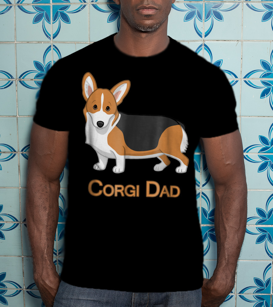 Corgi Dad Cute Red Tricolor Welsh Corgi Lovers T-Shirt