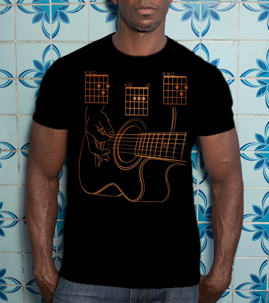 Dad Chords Acoustic Guitar Hand Playing Chord Diagrams T-Shirt