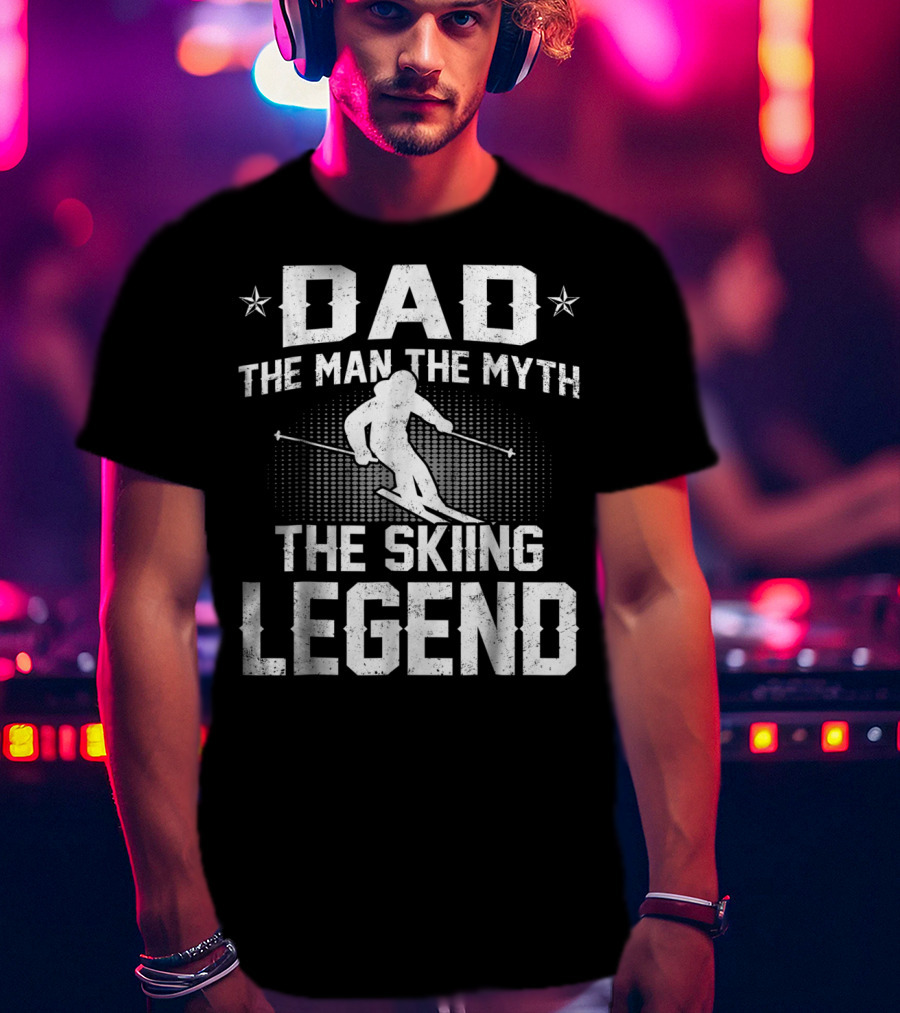 Dad The Man The Myth The Skiing Legend Ski Motif With Stars T-Shirt