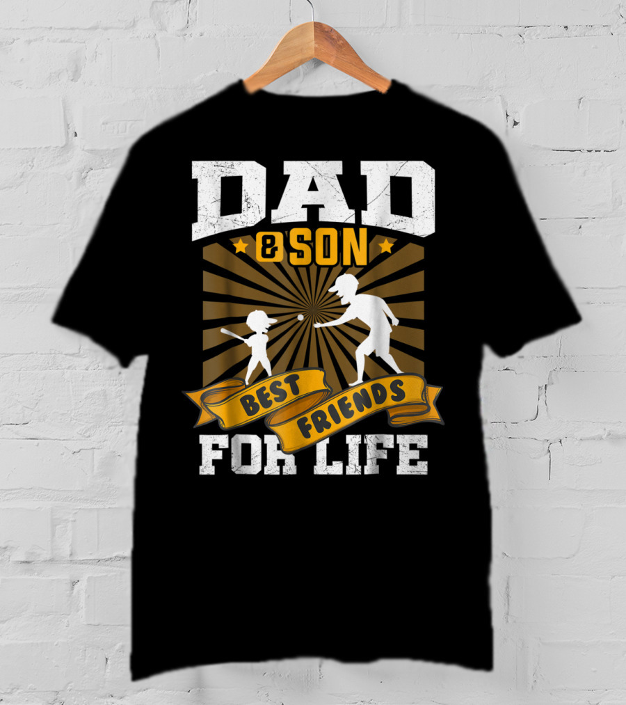 Dad And Son Best Friends For Life Baseball T-Shirt