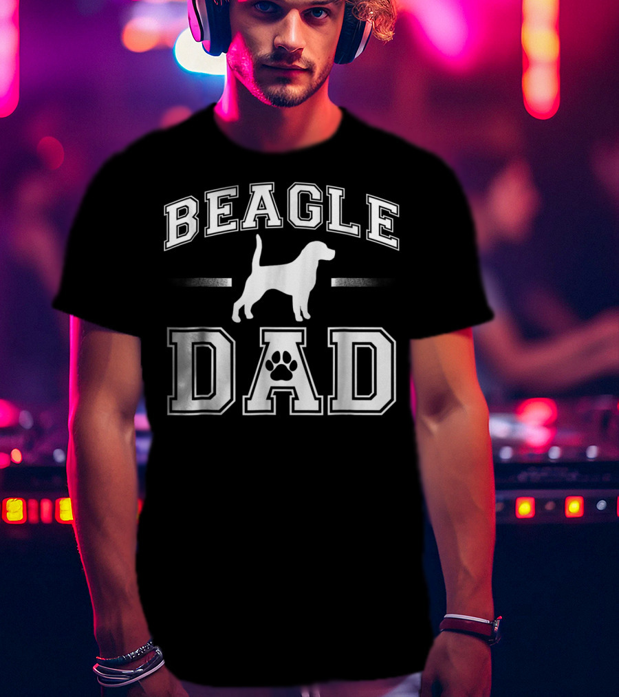 Beagle Dad Paw Print Cool Dog Dad T-Shirt