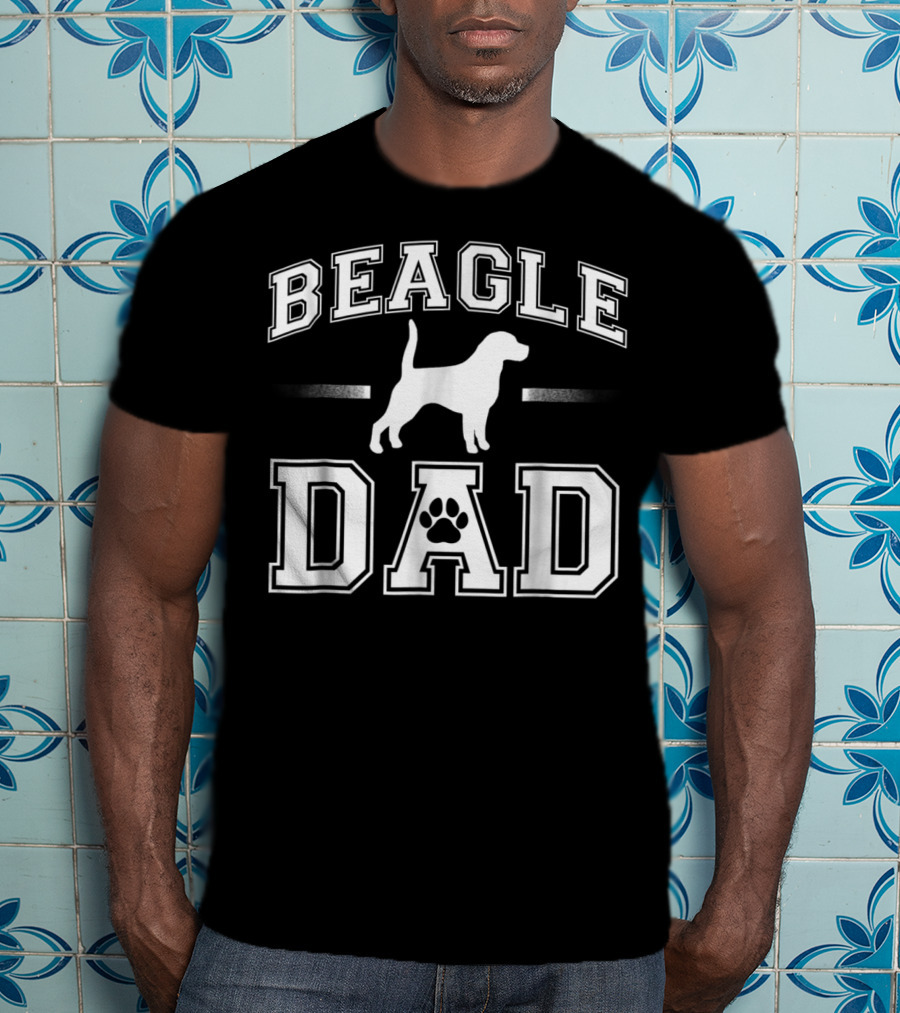 Beagle Dad Paw Print Cool Dog Dad T-Shirt