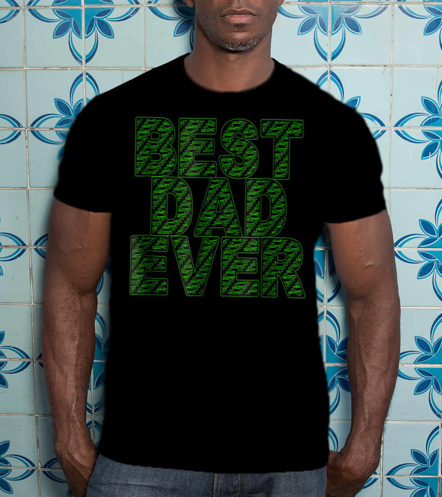 Best Dad Ever Green Circuit Pattern Tech T-Shirt