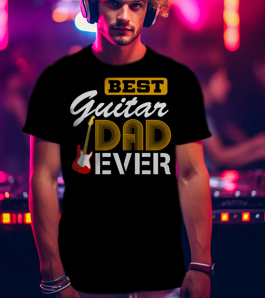 BEST Guitar Dad Ever With Red Electric Guitar T-Shirt