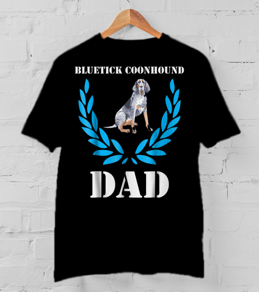 Bluetick Coonhound Dad Laurel Wreath Dog T-Shirt