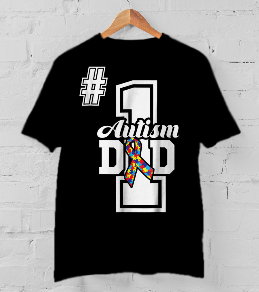 1 Autism Dad Autism Awareness Puzzle T-Shirt