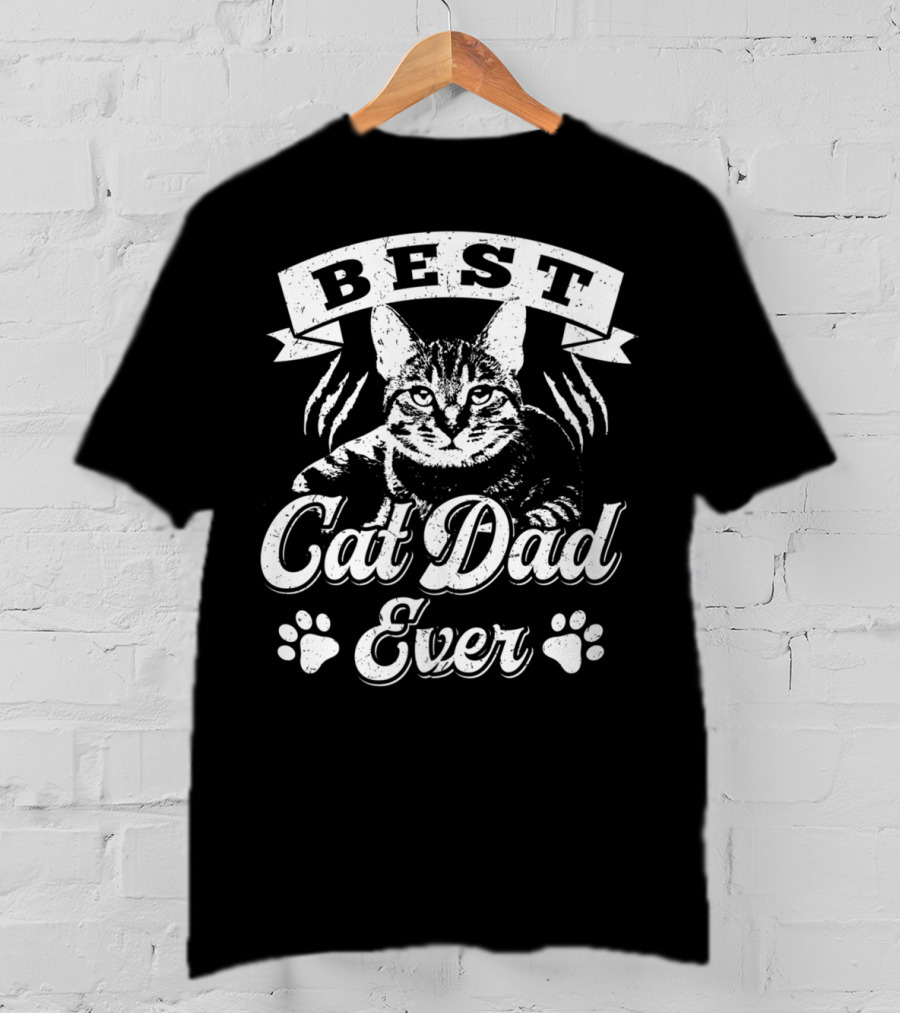 Best Cat Dad Ever Father's Shirt Awesome Cat Mens T-Shirt
