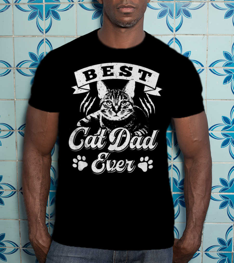 Best Cat Dad Ever Father's Shirt Awesome Cat Mens T-Shirt