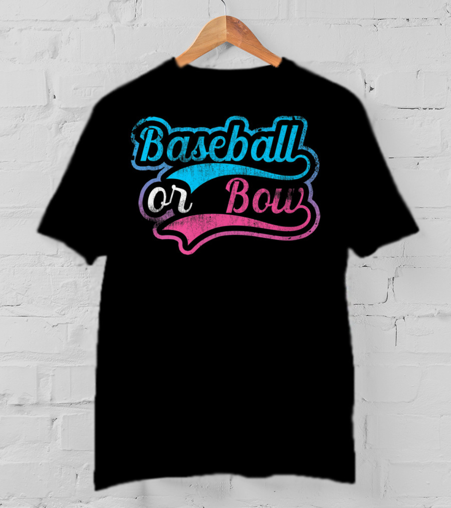 Baseball Or Bow Pregnancy Gender Reveal Baby T-Shirt