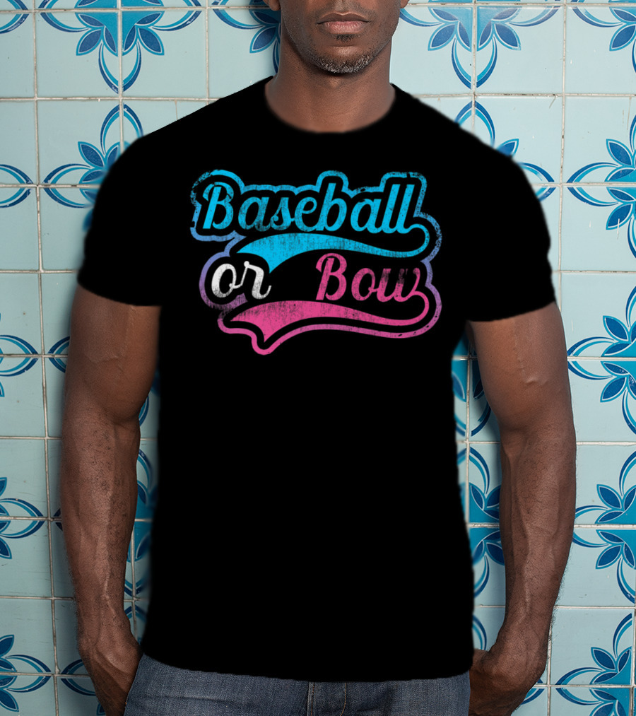 Baseball Or Bow Pregnancy Gender Reveal Baby T-Shirt