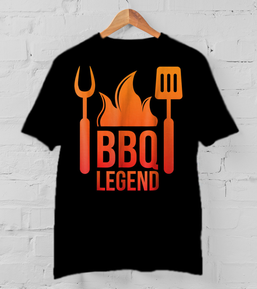 BBQ Legend Vintage Hot Barbecue Grill Grilling Dad Flame Fork Spatula T-Shirt