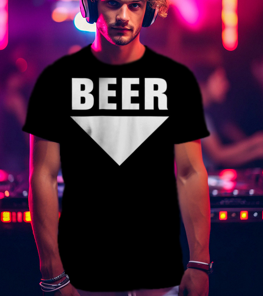 BEER Belly Arrow Label Expecting Joke T-Shirt
