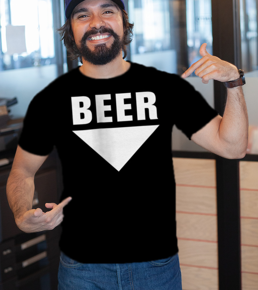 BEER Belly Arrow Label Expecting Joke T-Shirt