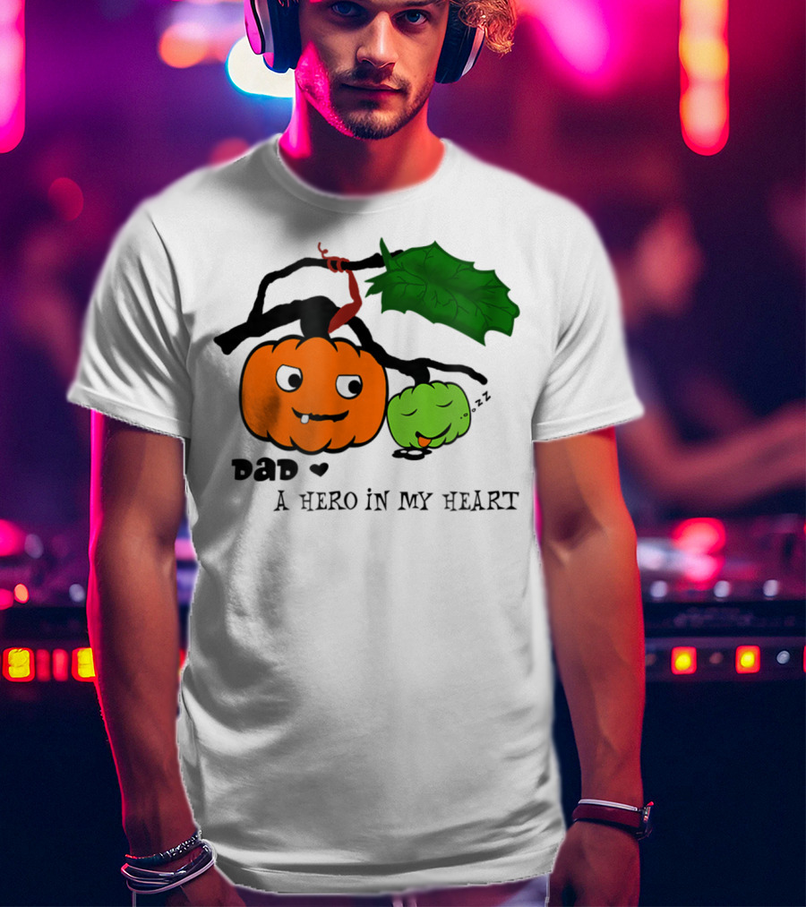 Dad A Hero In My Heart Pumpkin Halloween T-Shirt