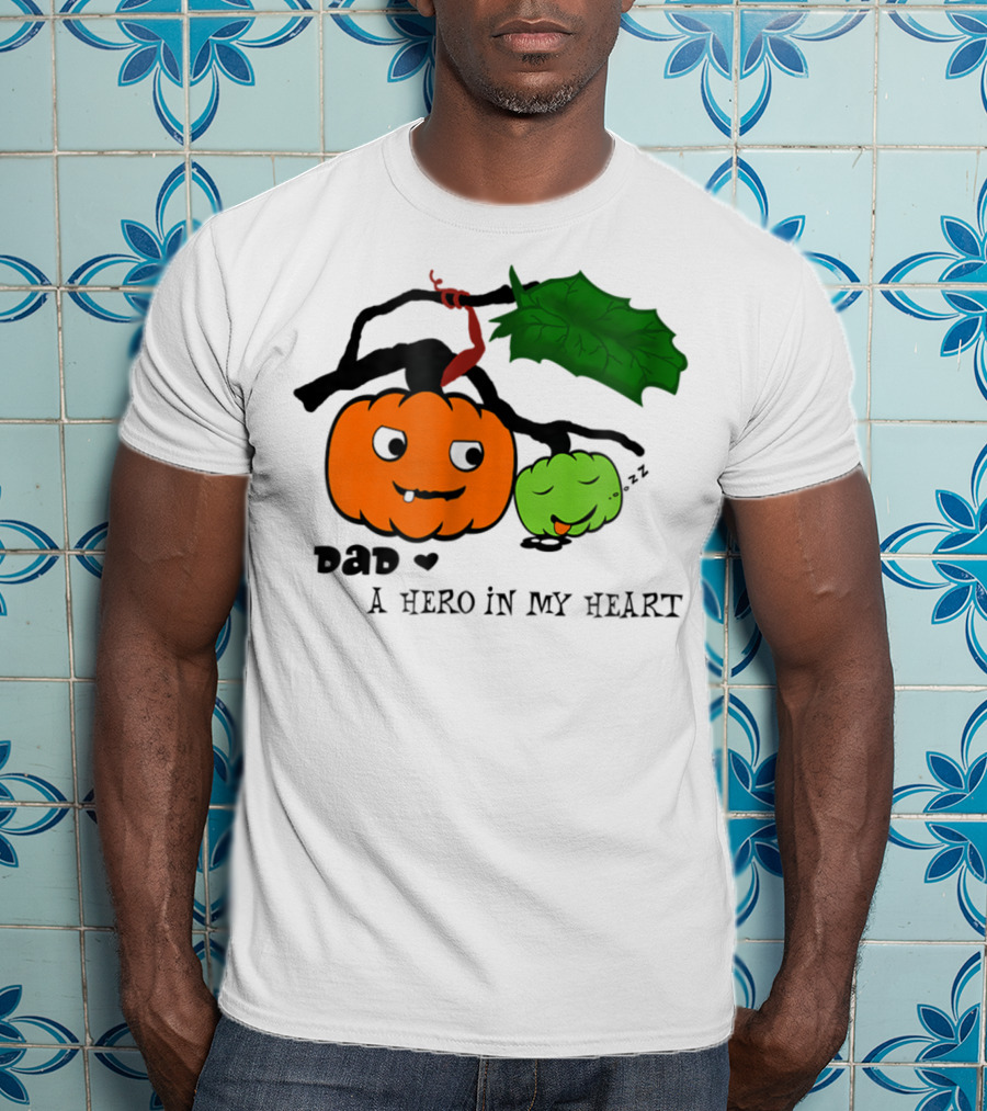 Dad A Hero In My Heart Pumpkin Halloween T-Shirt