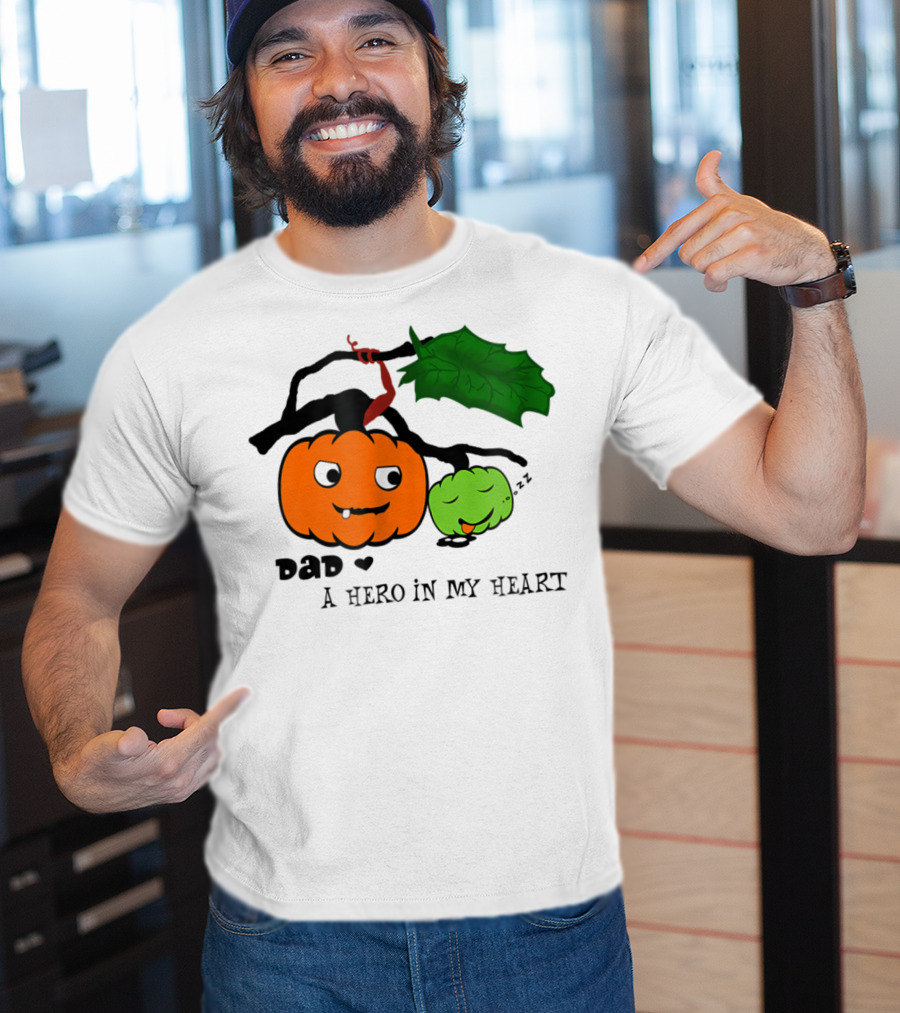 Dad A Hero In My Heart Pumpkin Halloween T-Shirt