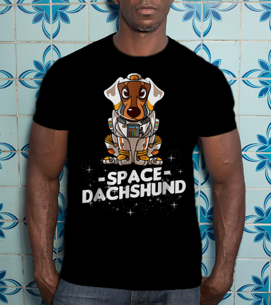 Space Dachshund In Christmas Suit T-Shirt