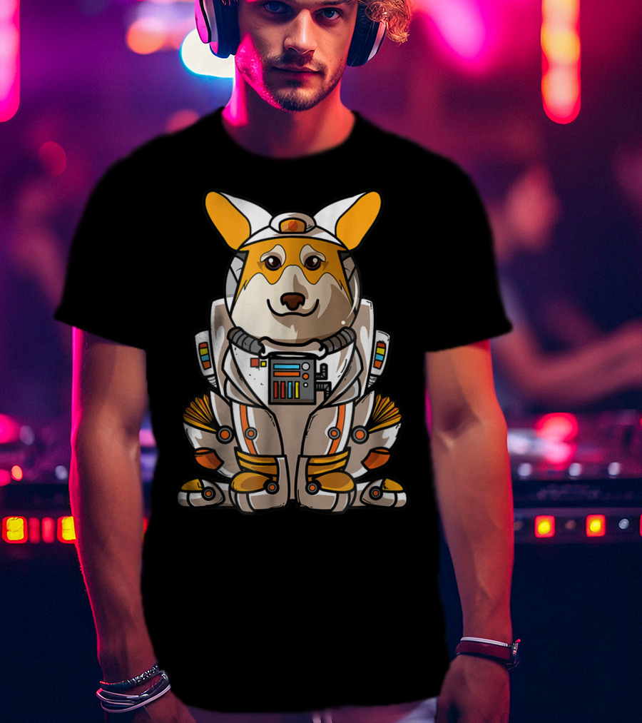 Christmas Space Welsh Corgi Astronaut Suit Dog T-Shirt