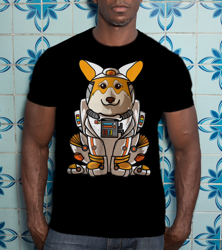 Christmas Space Welsh Corgi Astronaut Suit Dog T-Shirt