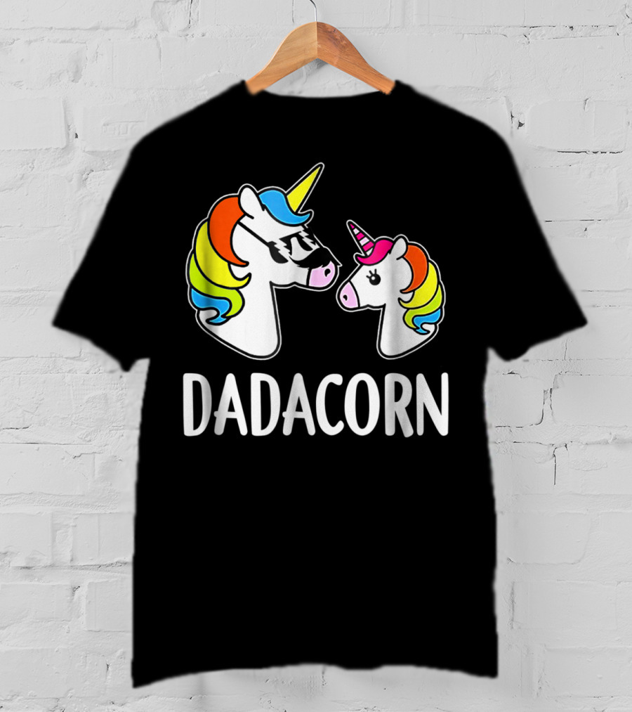 Dad Dadacorn With Baby Unicorn Rainbow Mane T-Shirt
