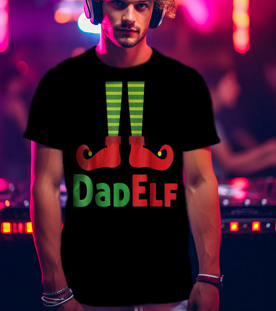Dad Elf Christmas Family Matching Pajama Party T-Shirt