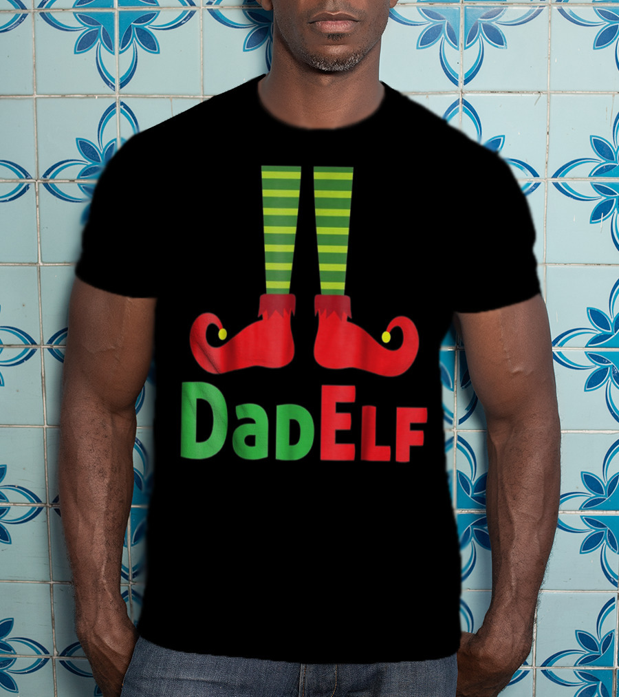 Dad Elf Christmas Family Matching Pajama Party T-Shirt