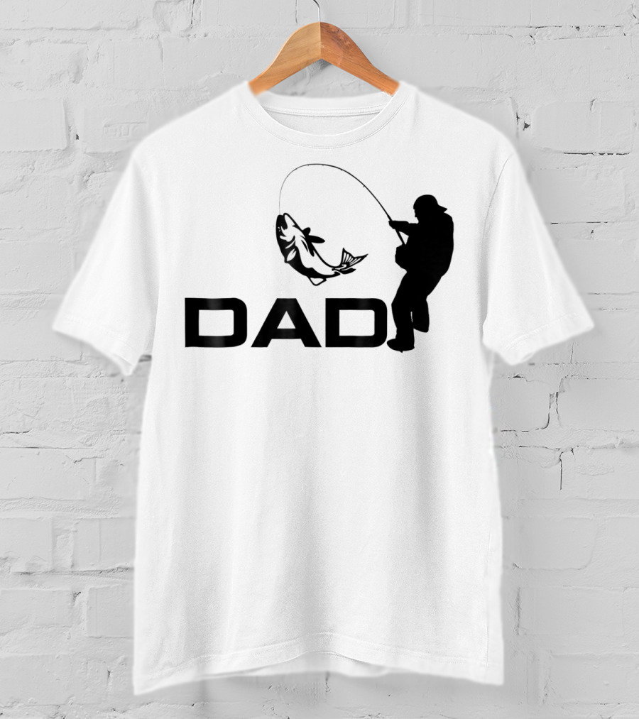 Dad Fishing Fisherman Silhouette Catching Fish 031 T-Shirt