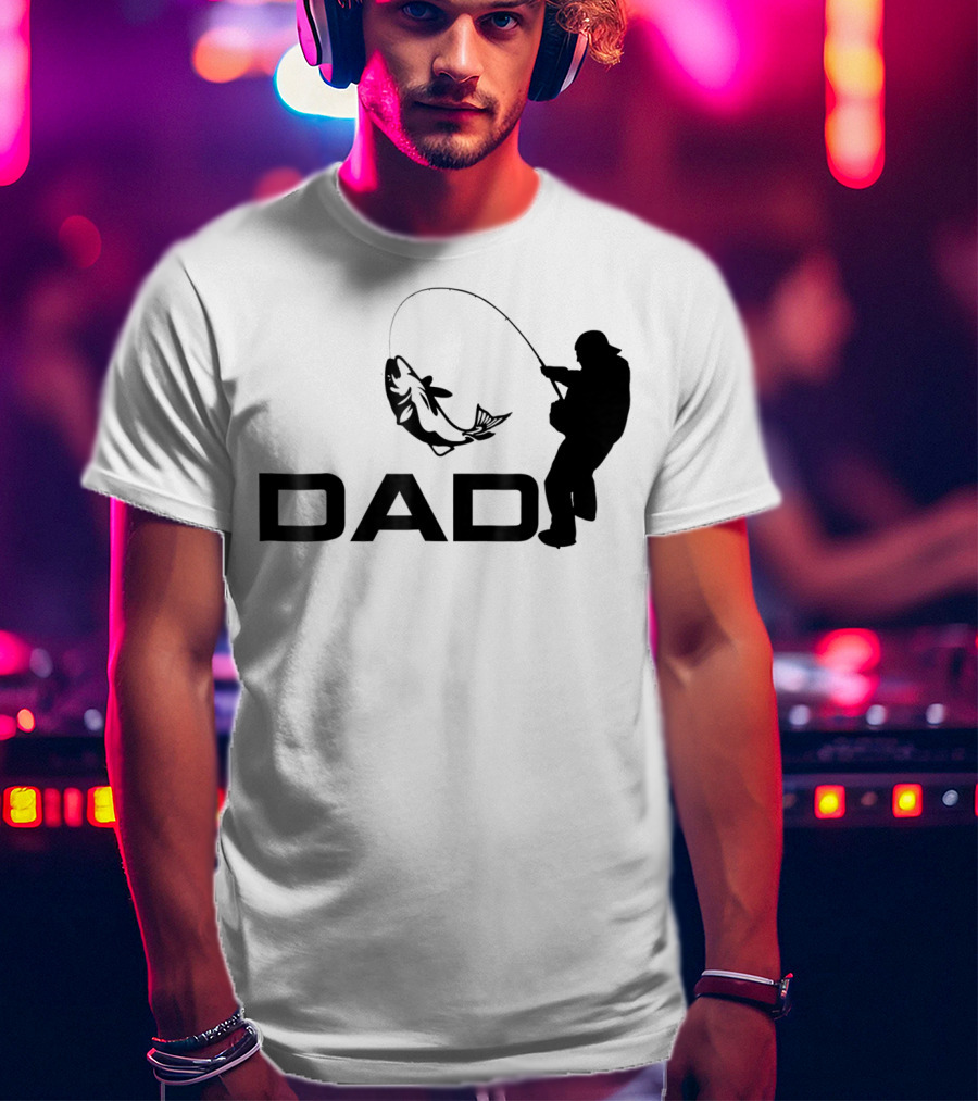 Dad Fishing Fisherman Silhouette Catching Fish 031 T-Shirt