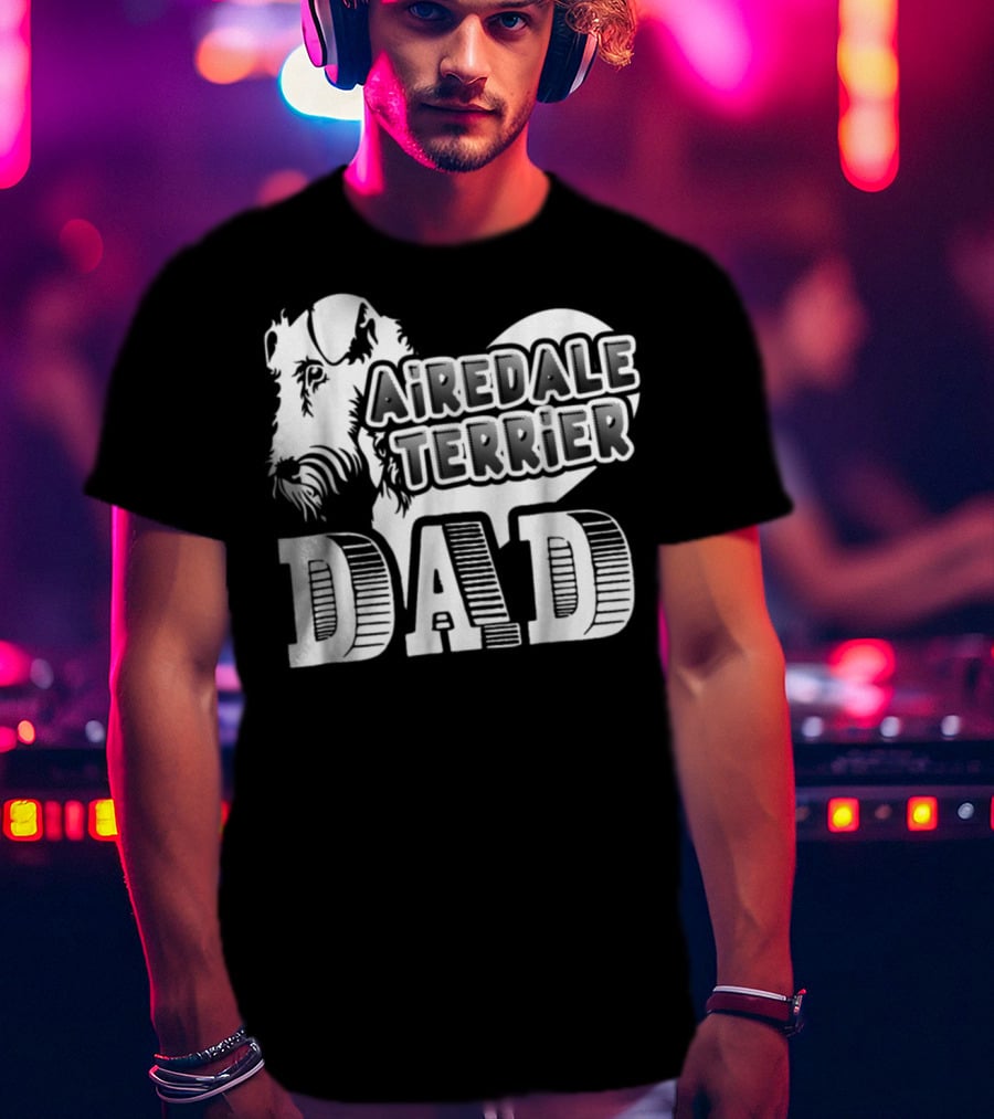 Airedale Terrier Dad Heart T-Shirt