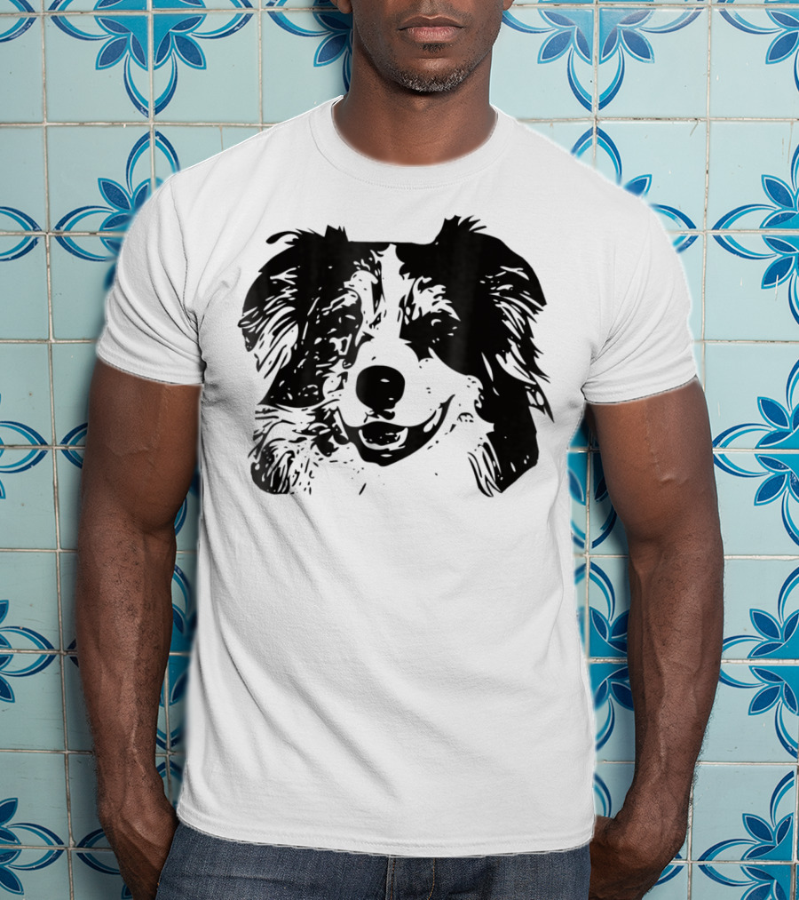Australian Shepherd Dog Mom Or Dad Happy Face T-Shirt