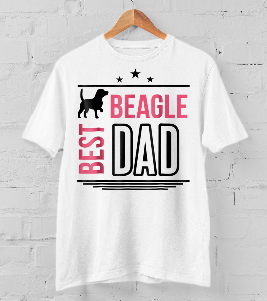 Best Beagle Dad Silhouette Stars T-Shirt