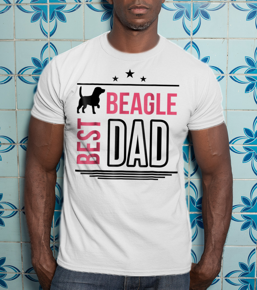 Best Beagle Dad Silhouette Stars T-Shirt