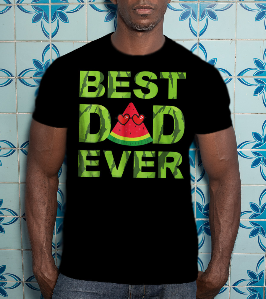 Best Dad Ever Watermelon Heart Eyes T-Shirt