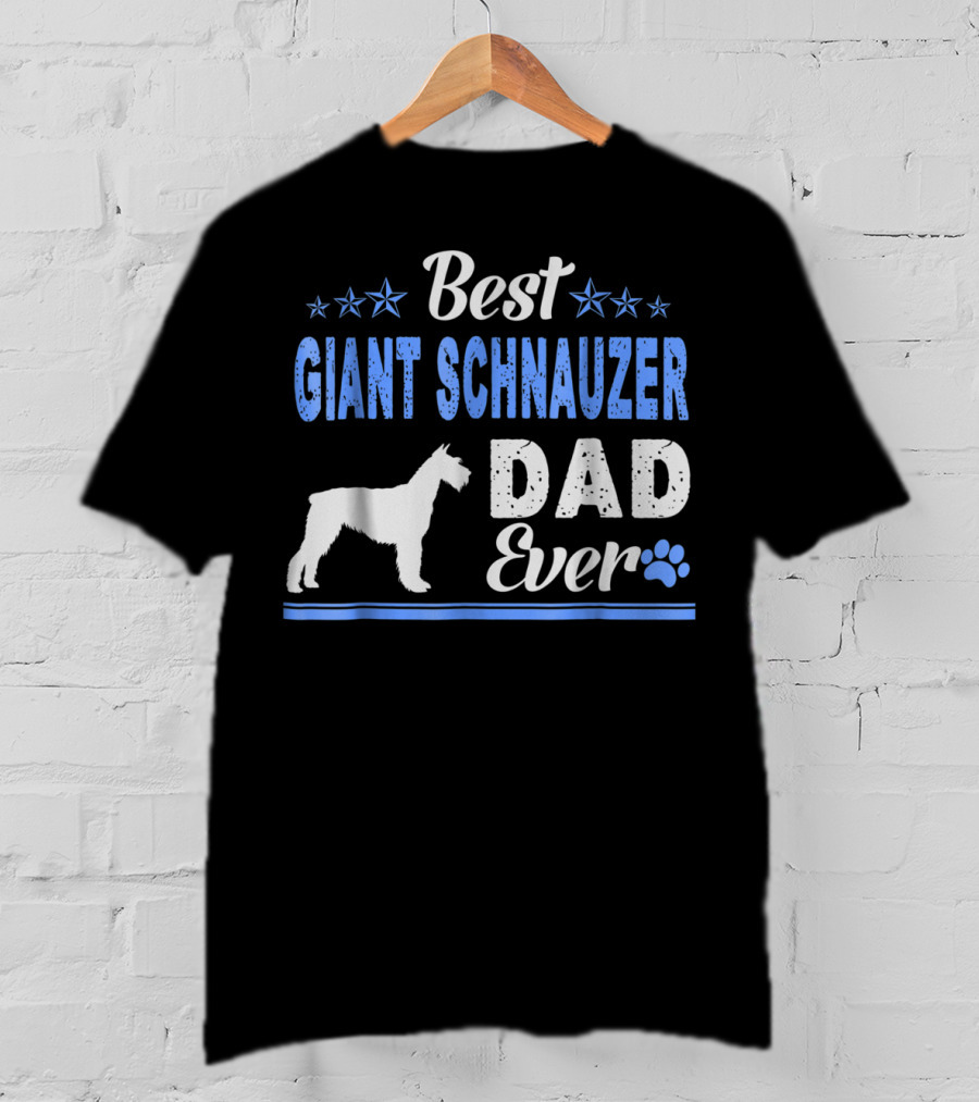 Best Giant Schnauzer Dad Ever Stars Blue Paw Prints T-Shirt
