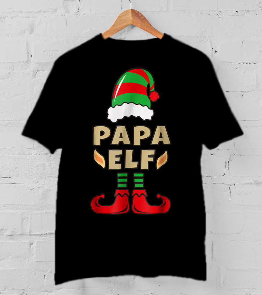 Papa Elf Christmas Elf Hat And Shoes T-Shirt