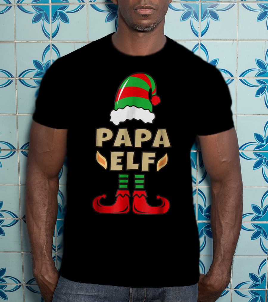 Papa Elf Christmas Elf Hat And Shoes T-Shirt
